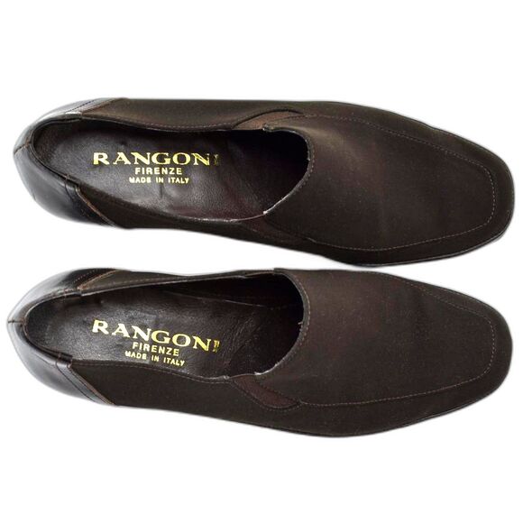 Rangoni Firenze Italy Brown Stretch Fabric Leather Loafers - Women's Size 6B - Picture 6 of 7